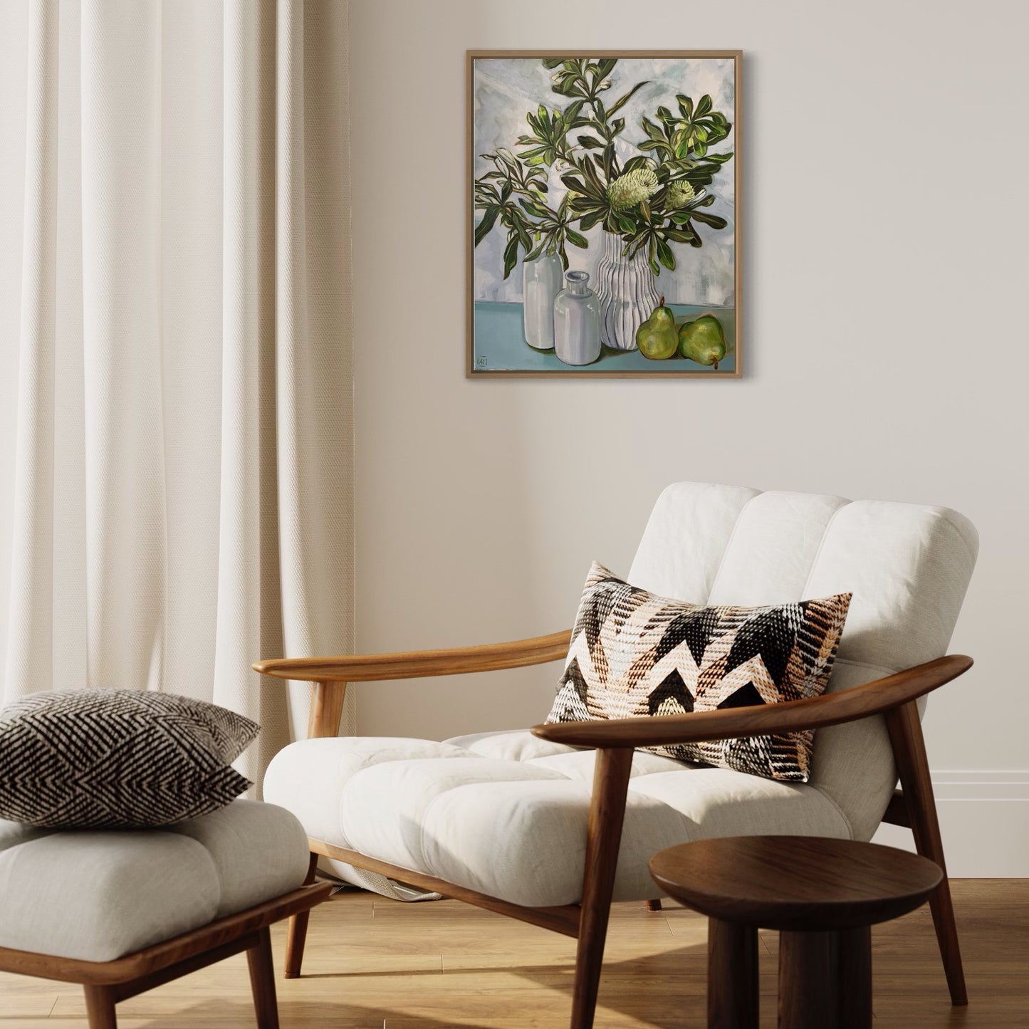 Three vases and Banksia