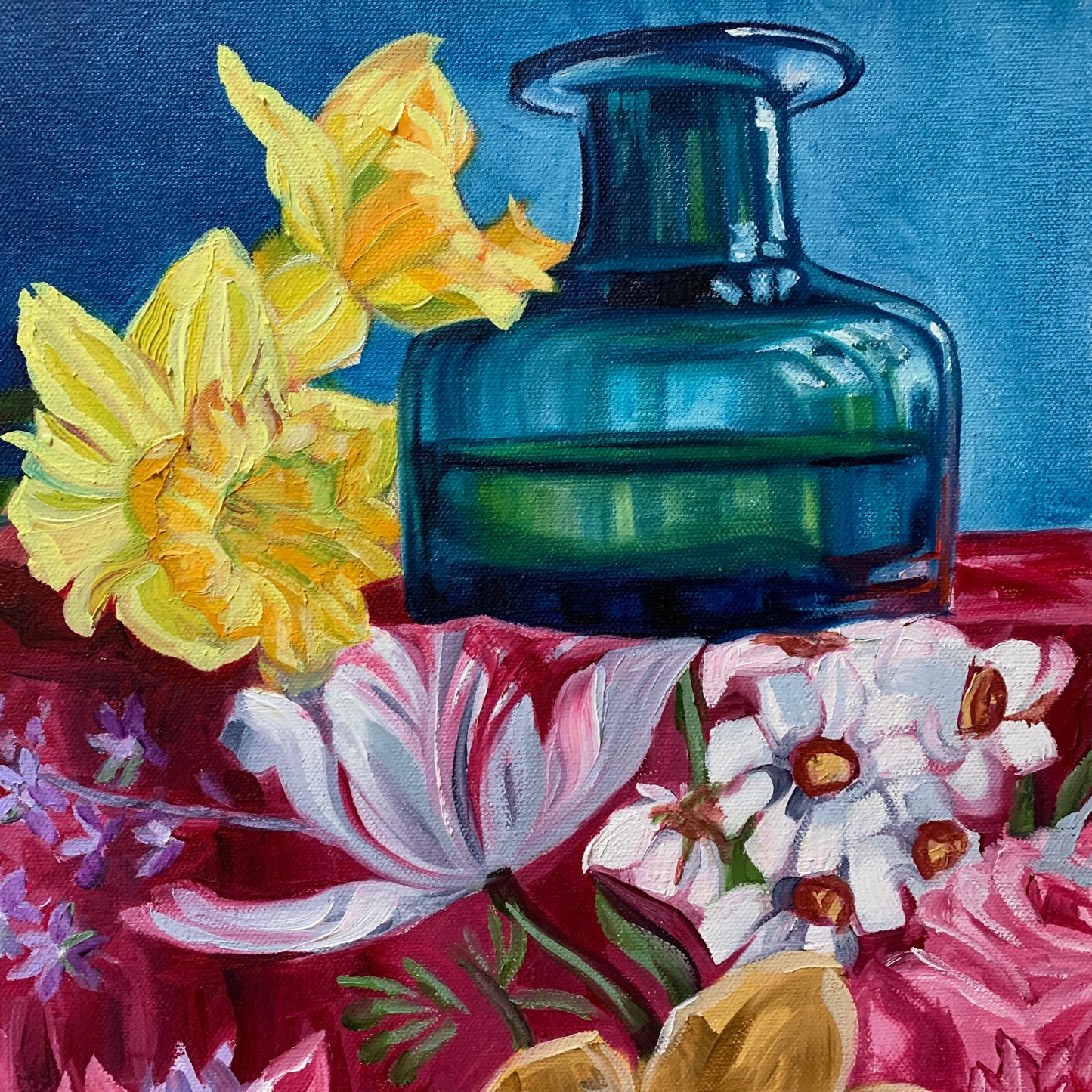 Daffodils on Double Sanderson drape - Available exclusively from FERRIS WHEEL BOWRAL