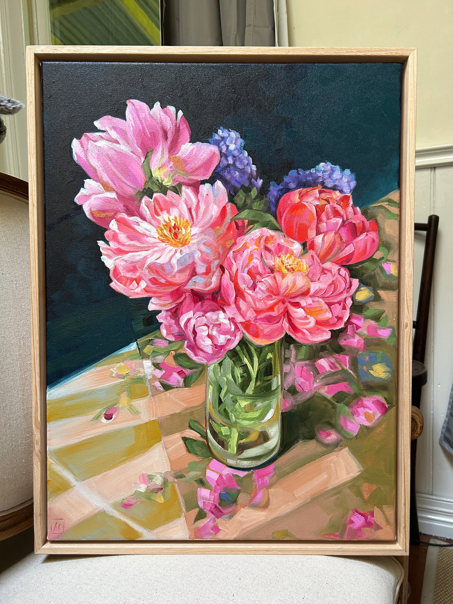 Pink Peonies and Axminster - Available exclusively from Martine Gallery Sydney
