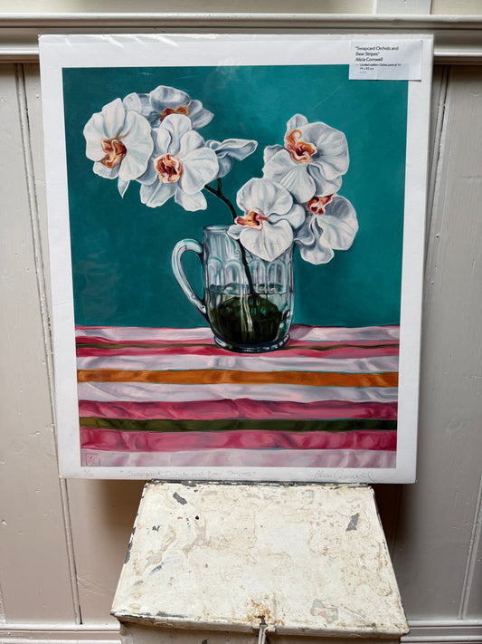 Swapcard Orchids and Beer Stripes GICLEE PRINT - LAST ONE!