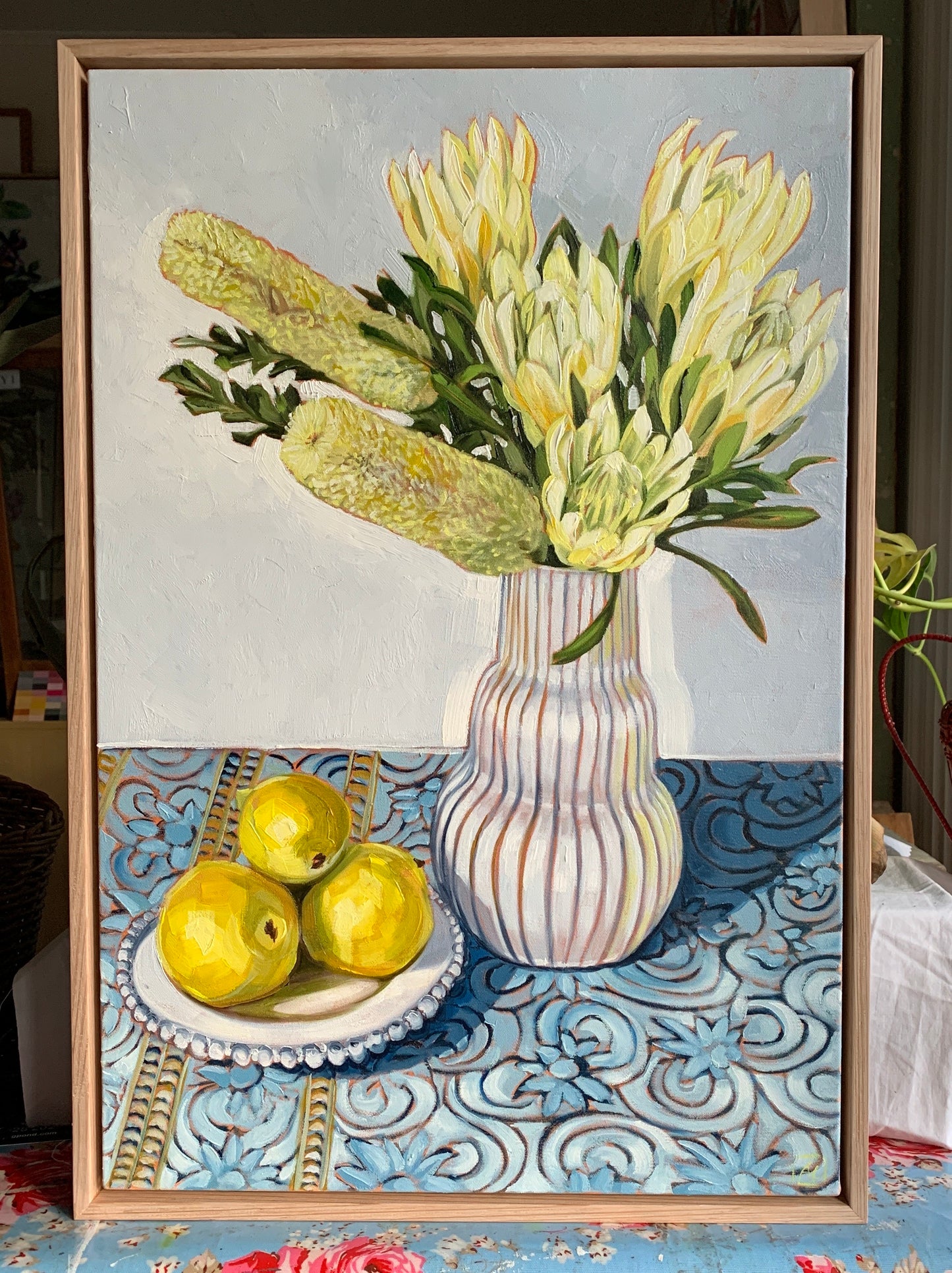 White protea and lemons