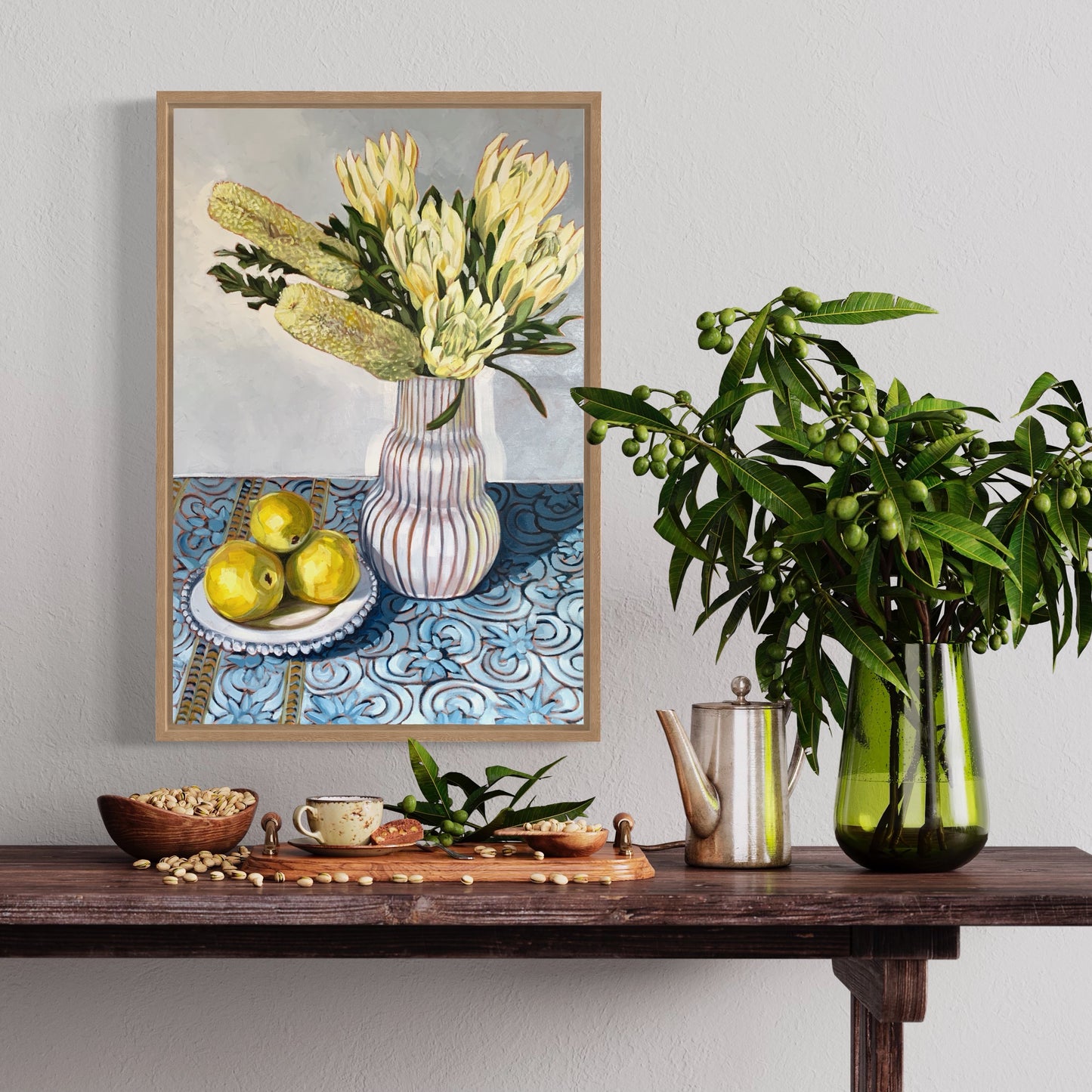 White protea and lemons