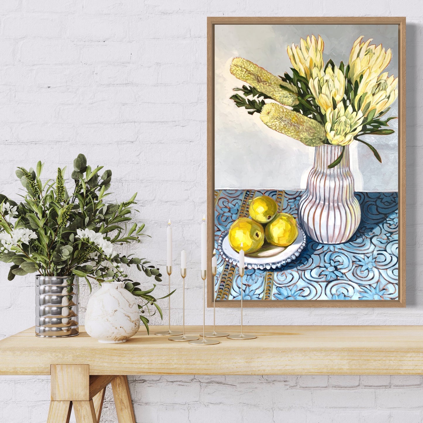 White protea and lemons