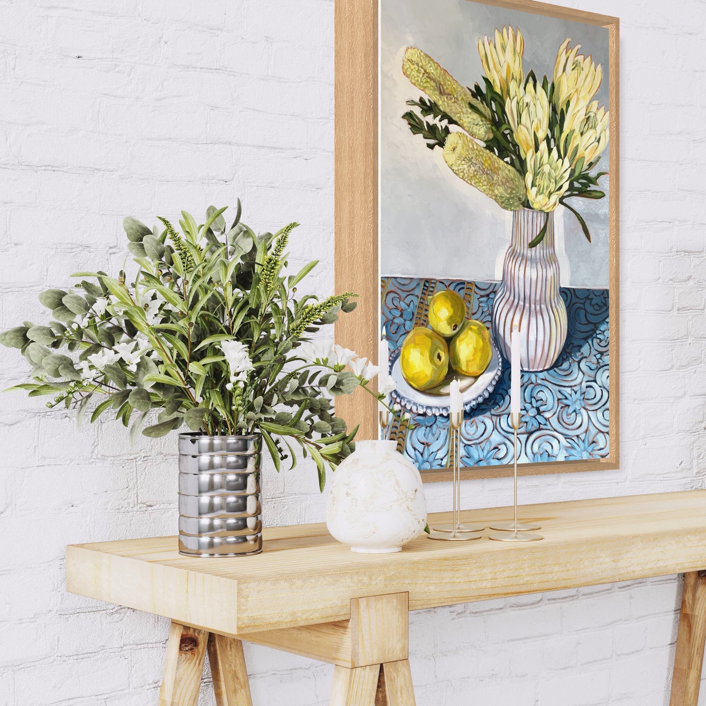 White protea and lemons