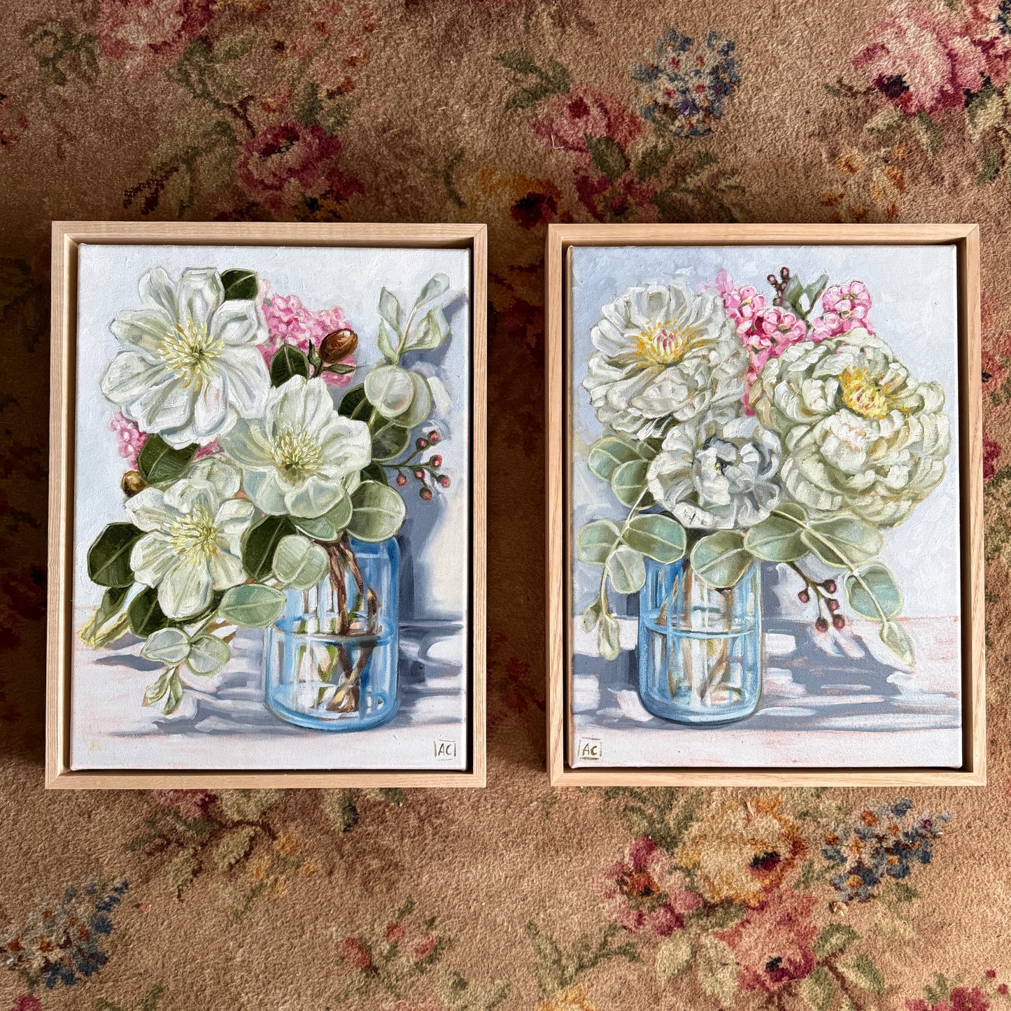 Peonies and wax flower