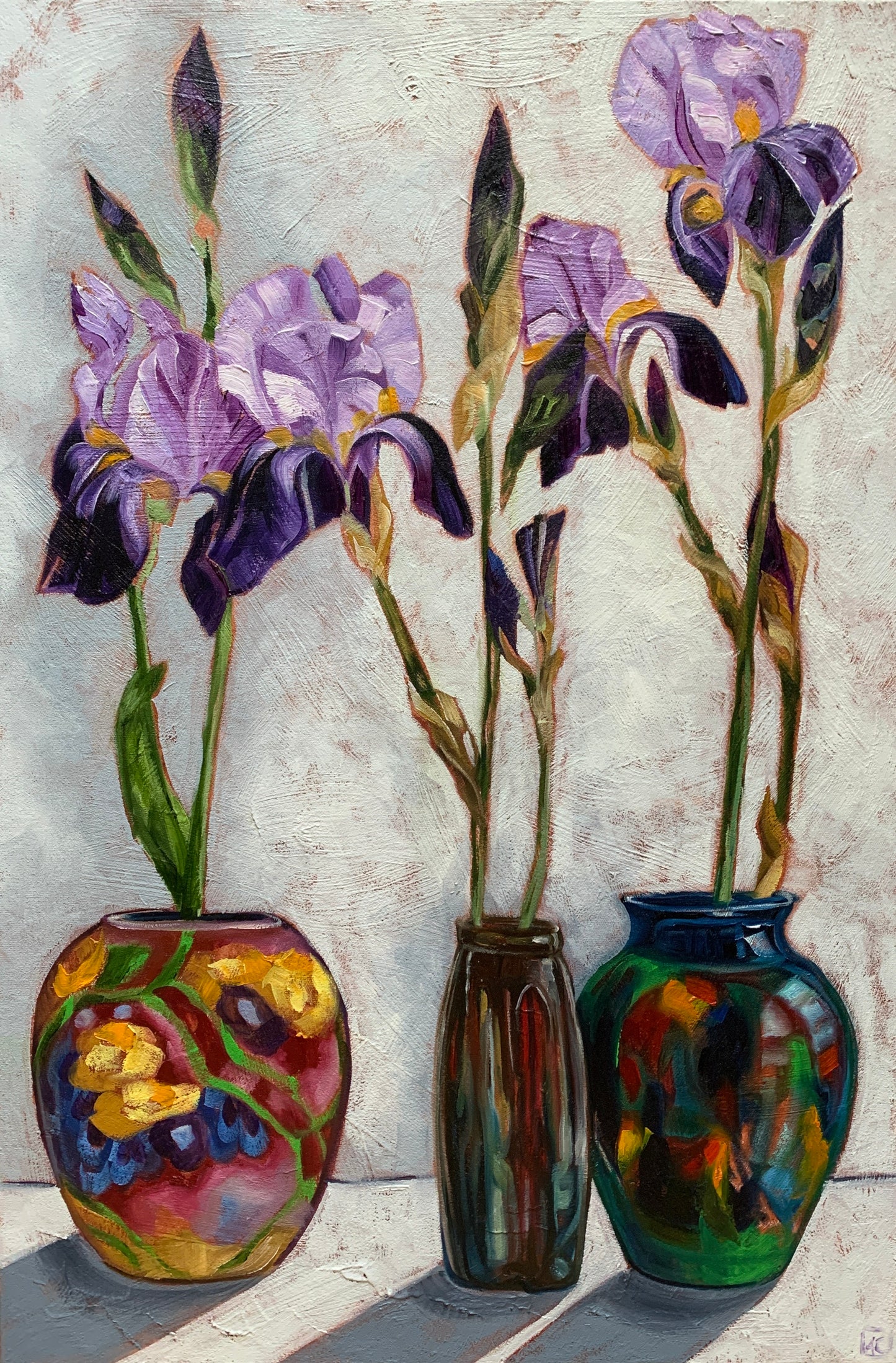 Iris down the road and Old Vases  - Available exclusively from Ferris Wheel Bowral gallery