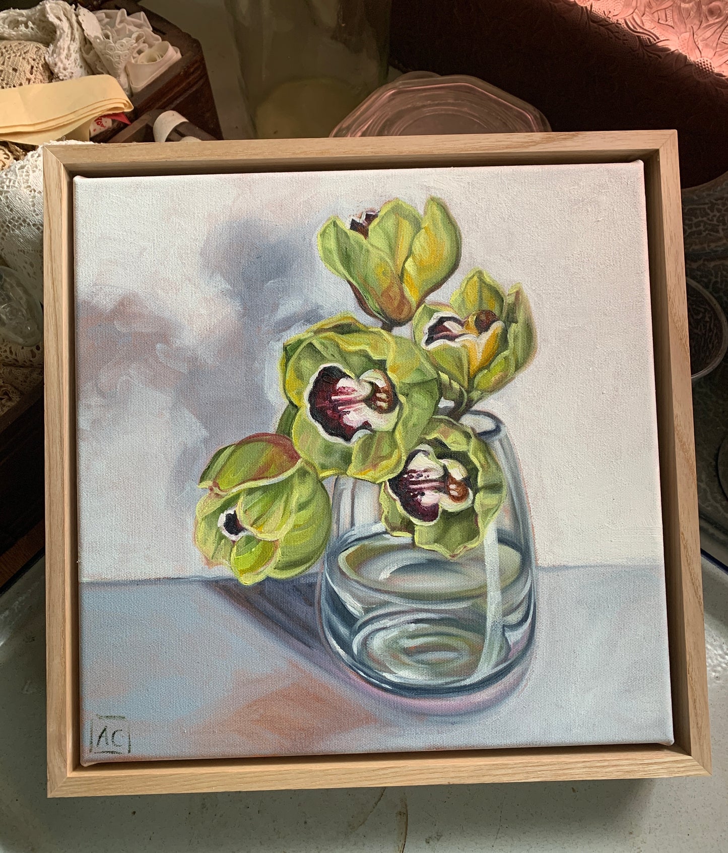 Orchid in clear glass