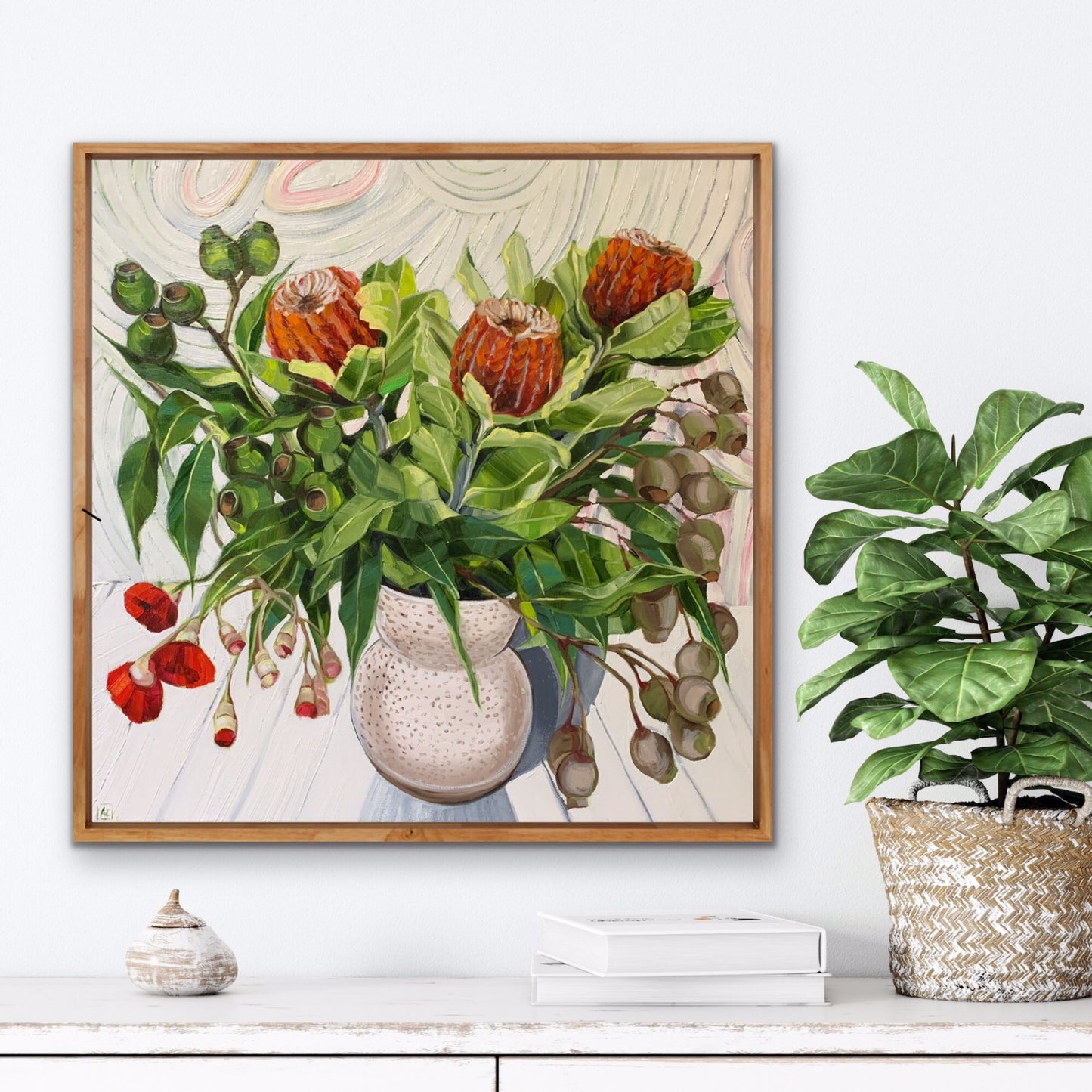 Waratah Banksia on White - Eucalyptus walking