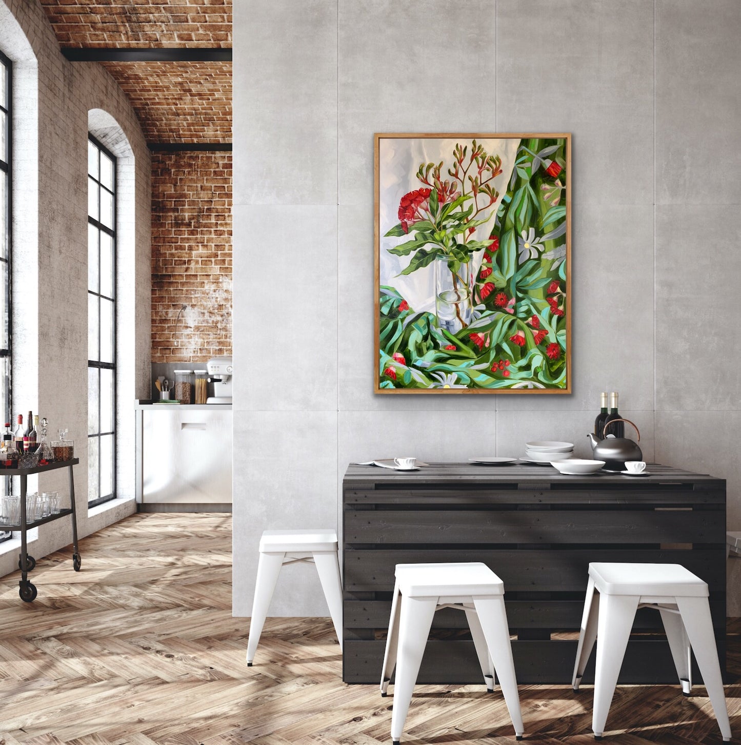 Red Gum Blossom on Flowing Australiana