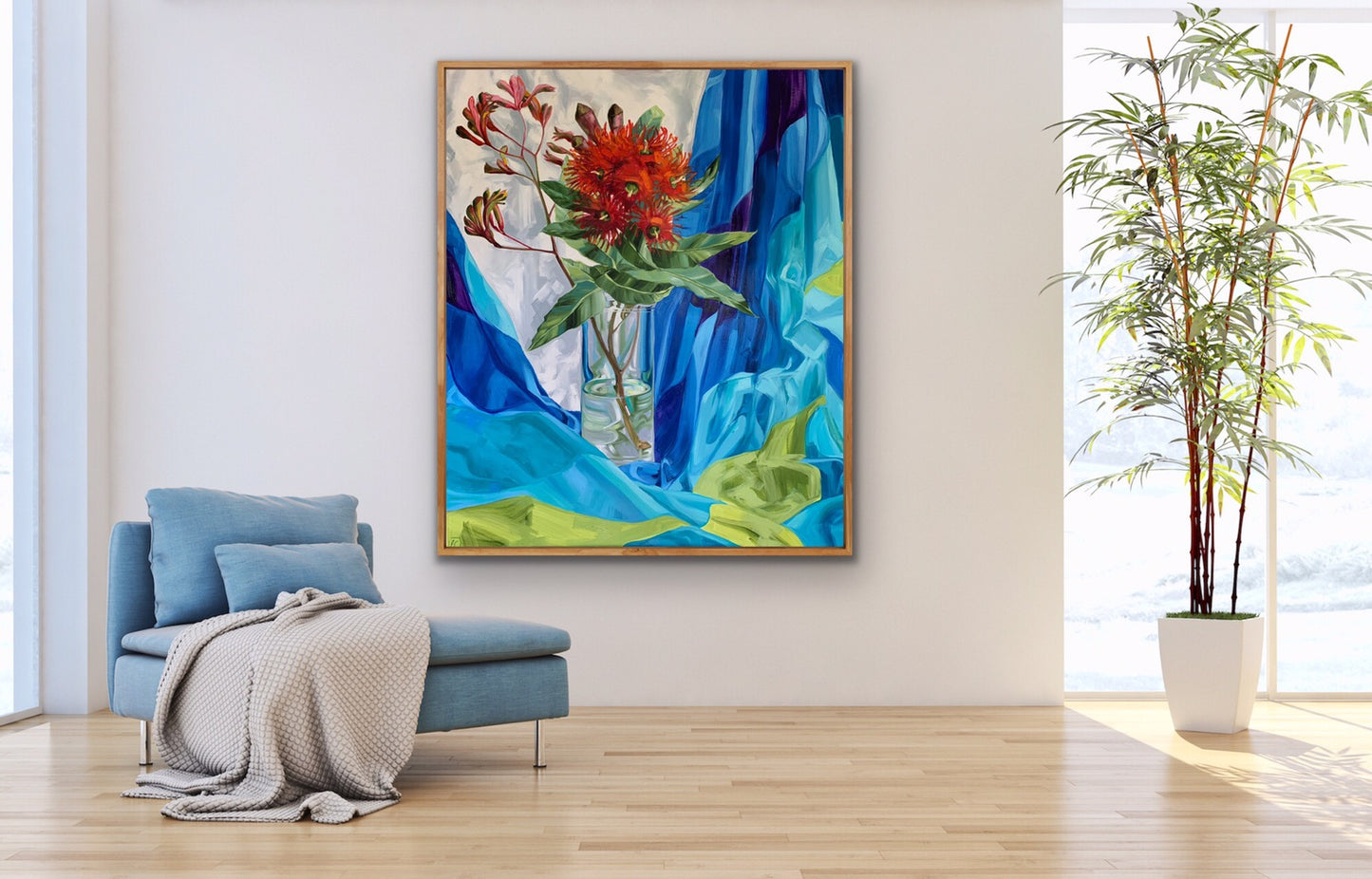 Vintage Blue Kangaroo and Gum Blossom