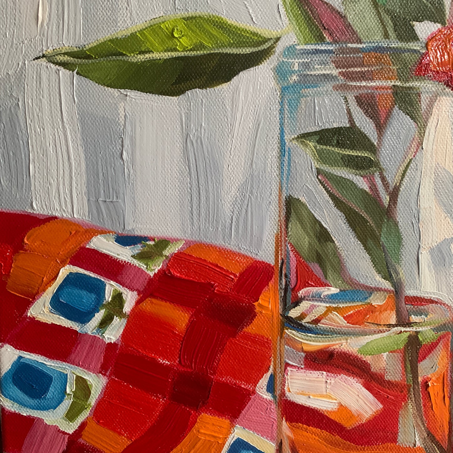 Red Gum Blossom on Vintage Apron #2