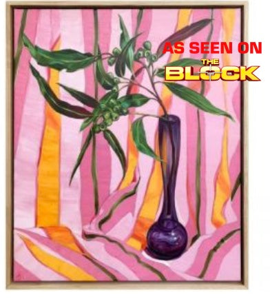 Gumnuts stripes and the tall vase