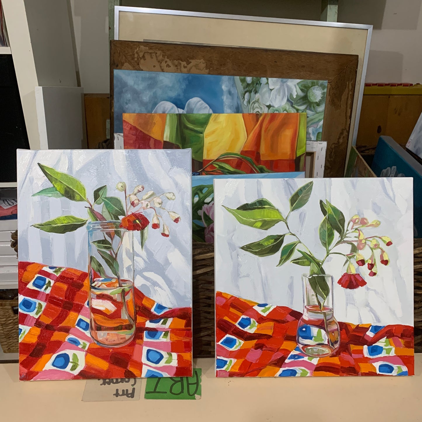 Red Gum Blossom on Vintage Apron #2