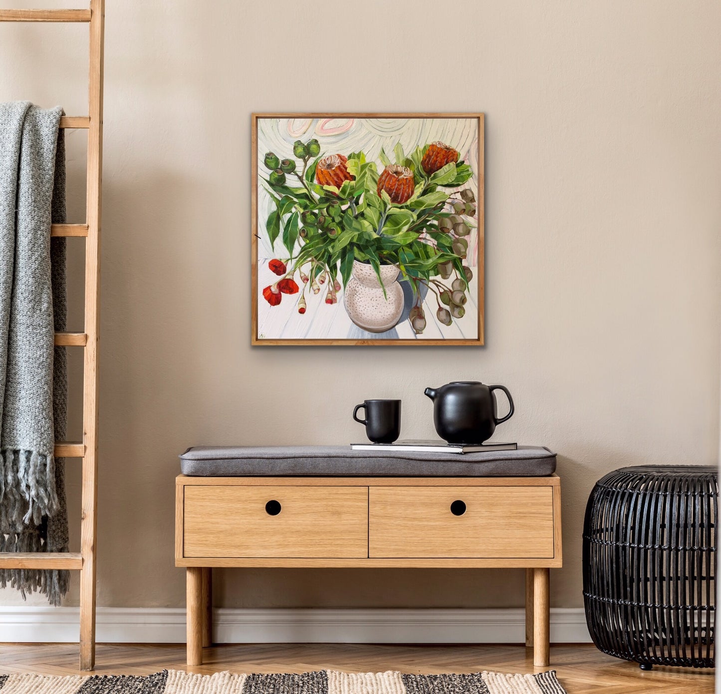 Waratah Banksia on White - Eucalyptus walking