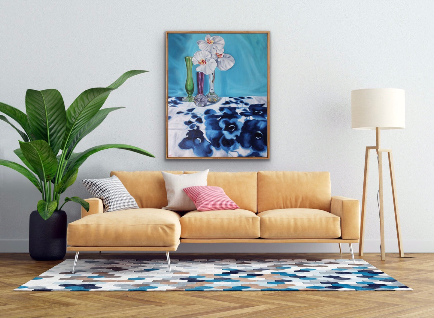1950's Art Glass and Blue Swapcard Orchids - GICLEE PRINT