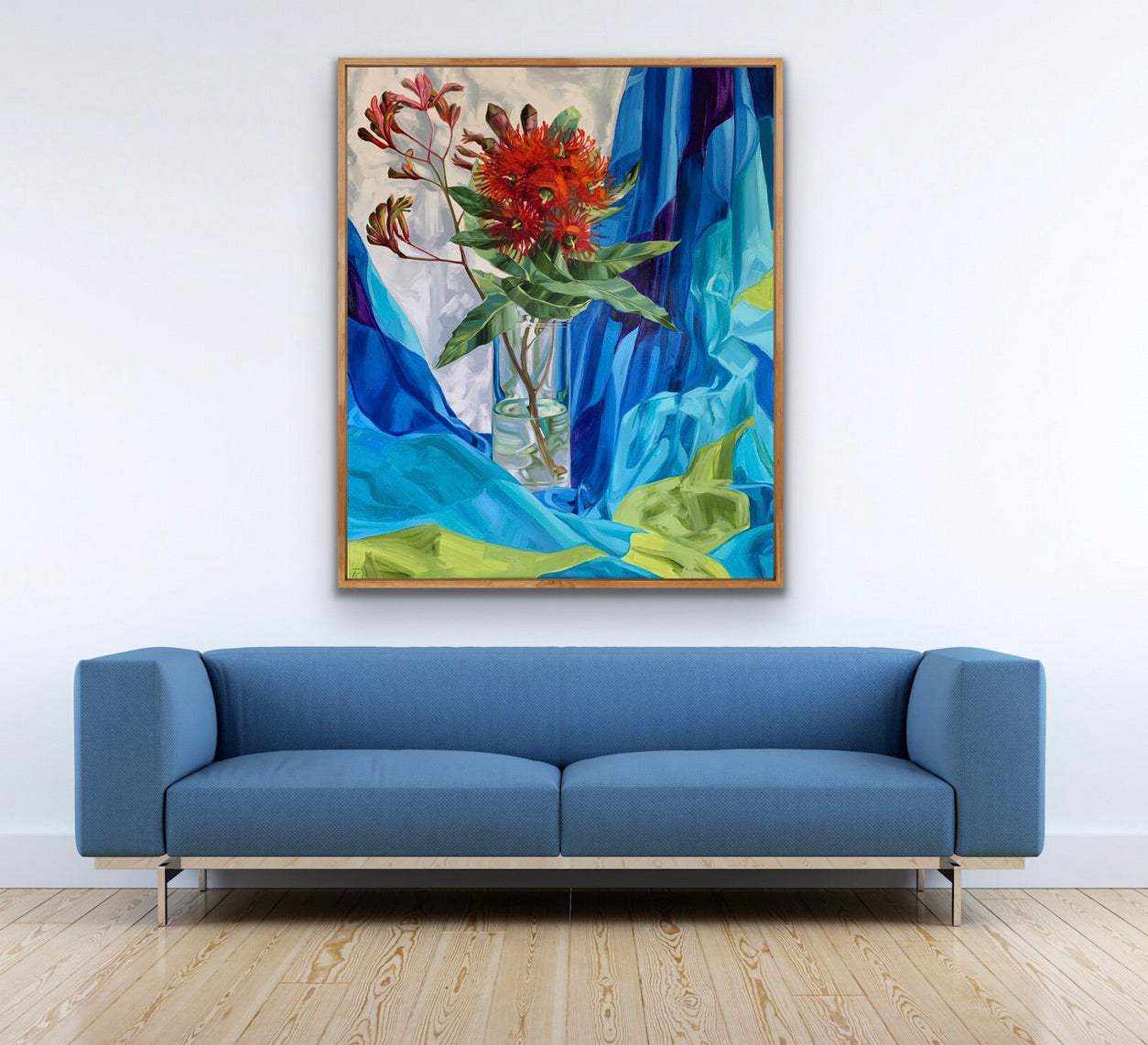 Vintage Blue Kangaroo and Gum Blossom