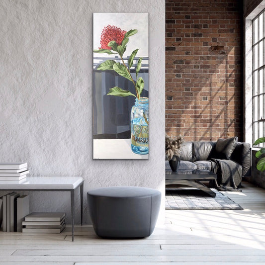 Waratah & Ball Jar - Original oil painting