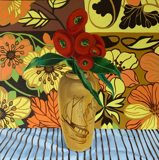 Retro Flowers, Gum blossom and the Poker Work Vase