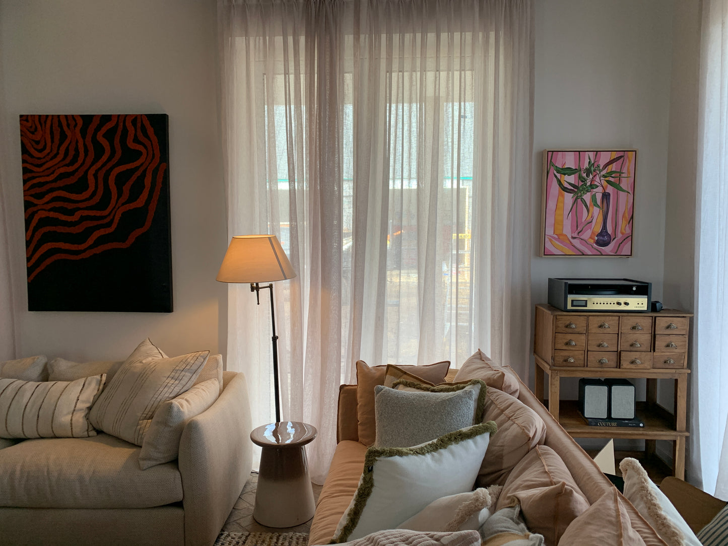 Gumnuts stripes and the tall vase