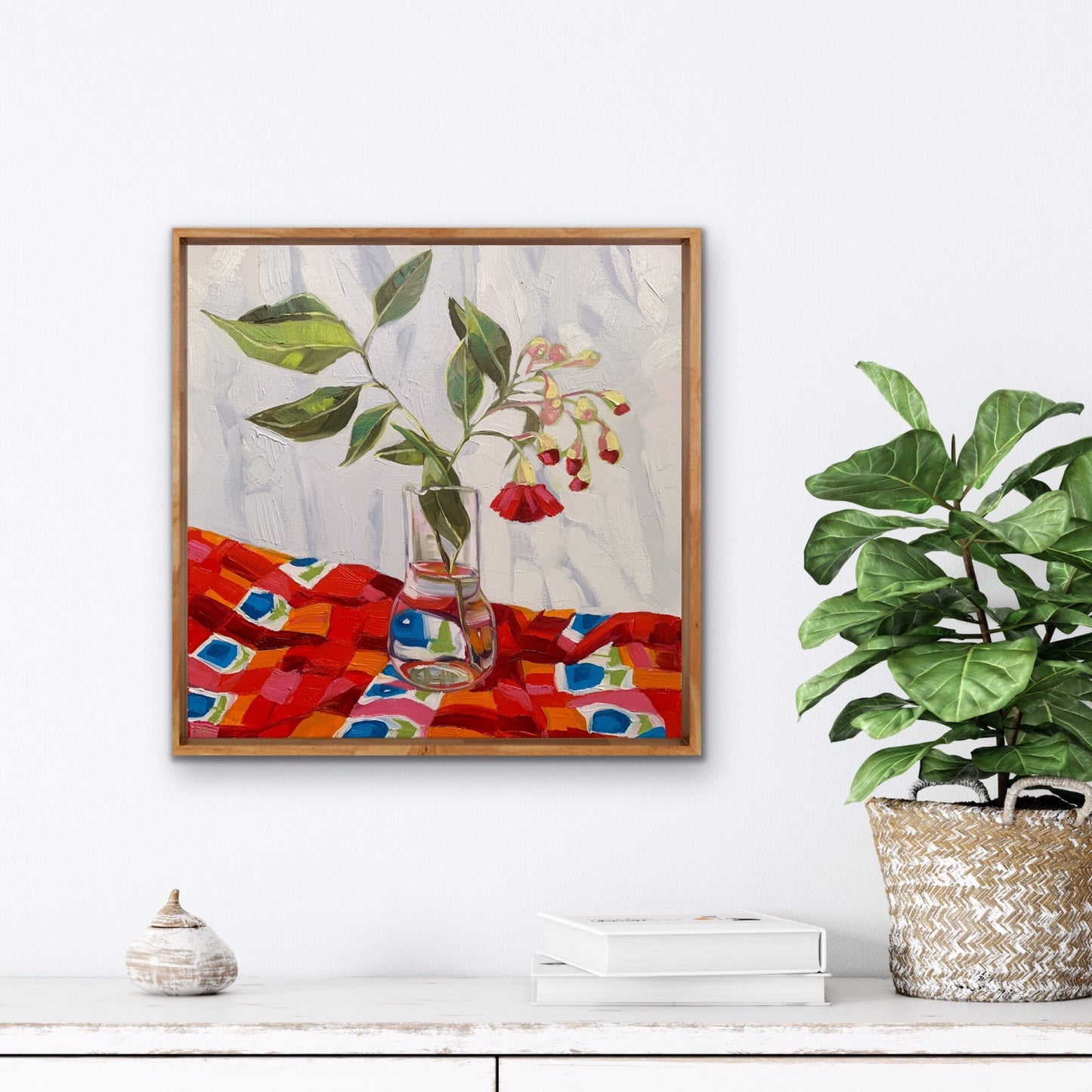 Red Gum Blossom on Vintage Apron