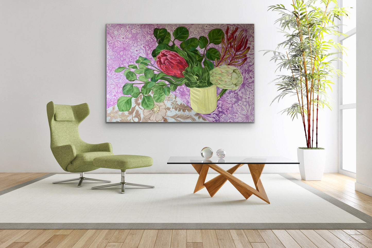 Proteas, Daisies and the enamel Jug