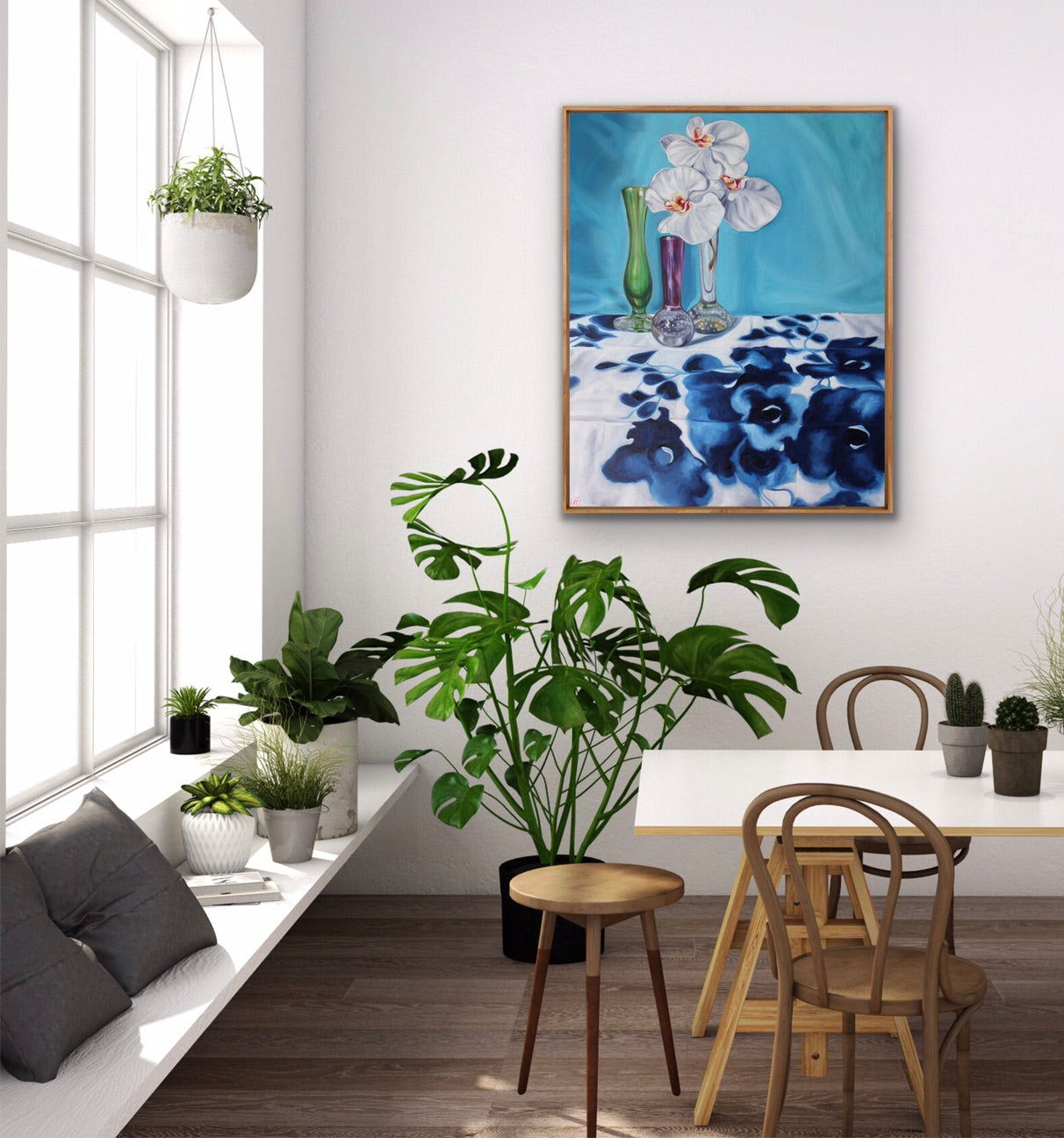 1950's Art Glass and Blue Swapcard Orchids - GICLEE PRINT