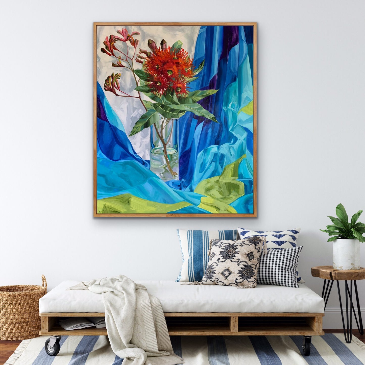 Vintage Blue Kangaroo and Gum Blossom