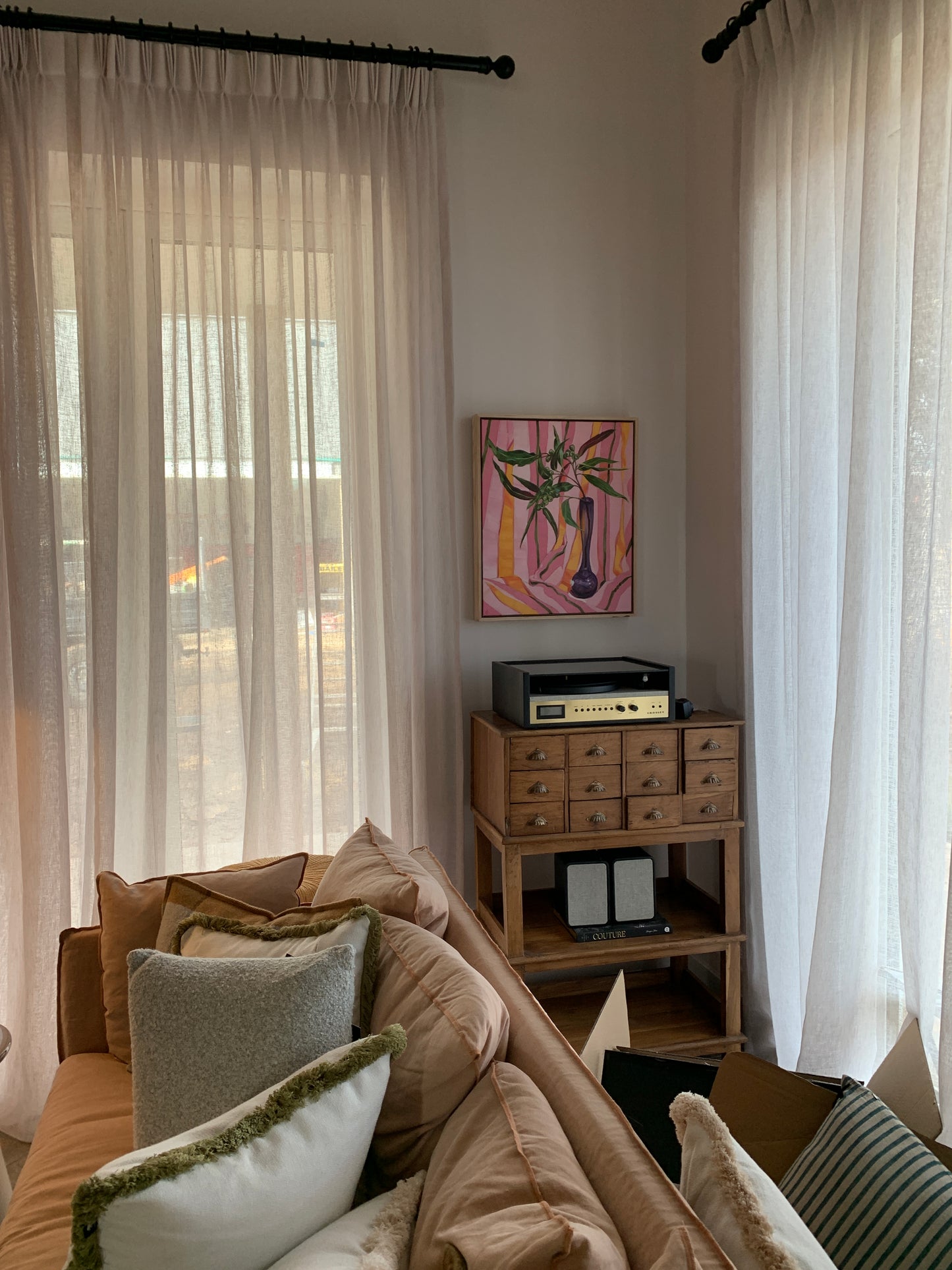 Gumnuts stripes and the tall vase