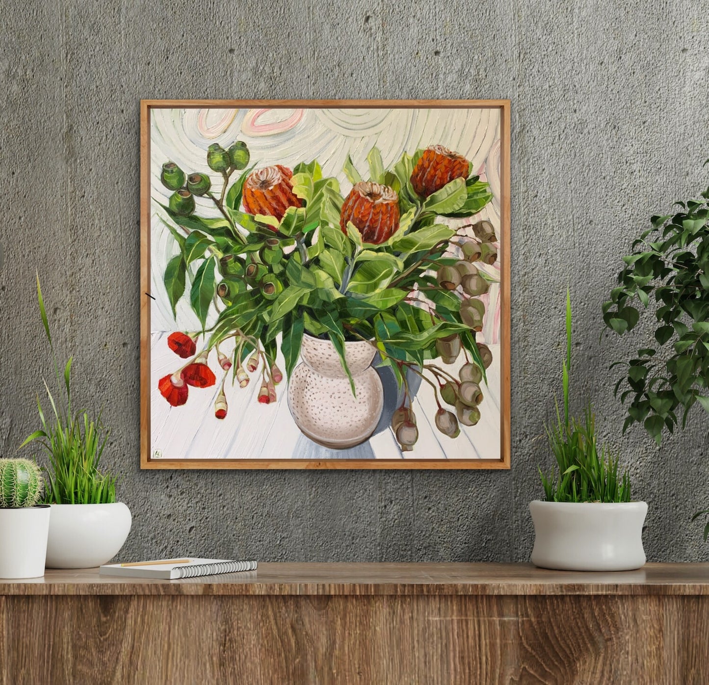 Waratah Banksia on White - Eucalyptus walking