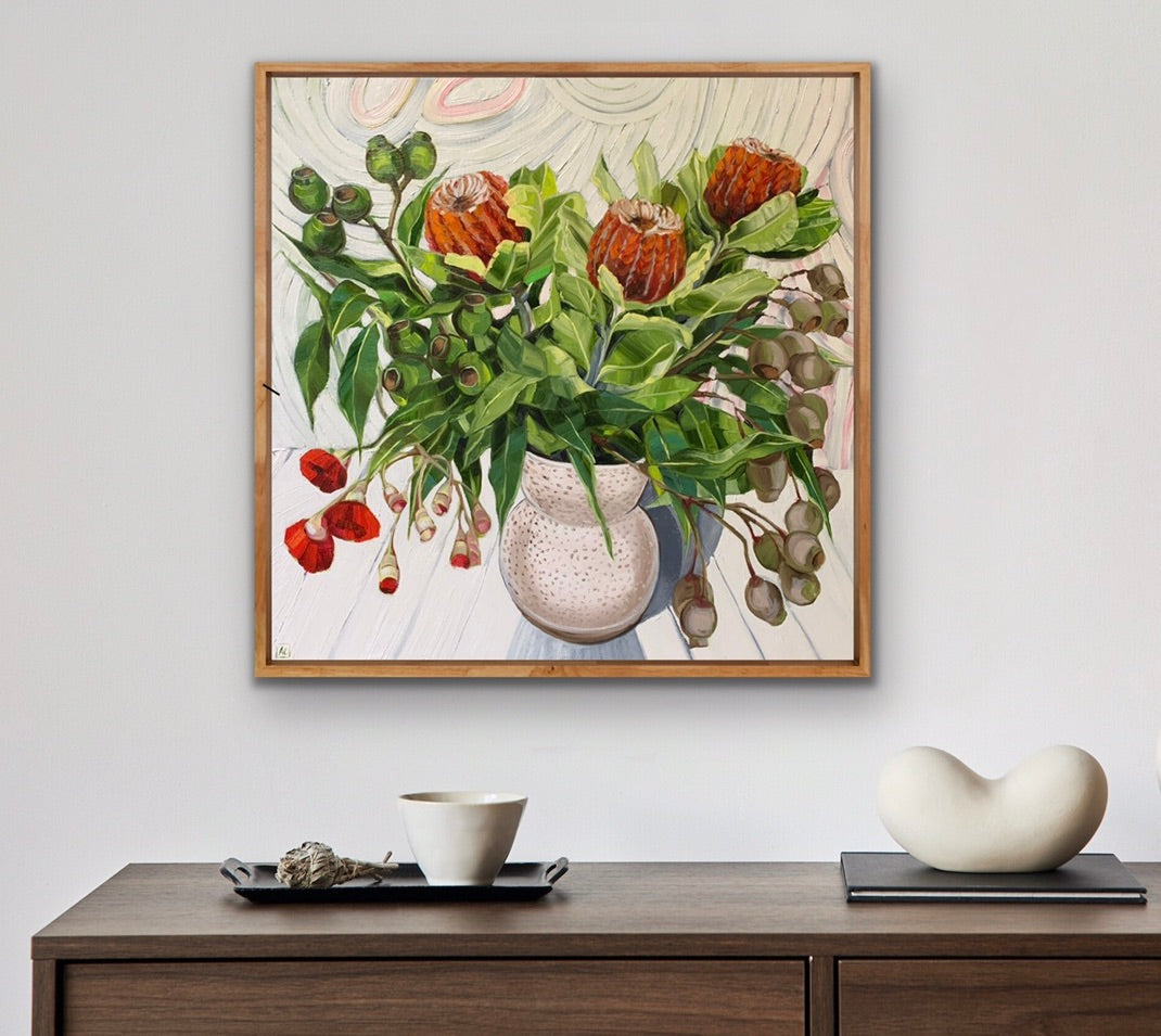 Waratah Banksia on White - Eucalyptus walking