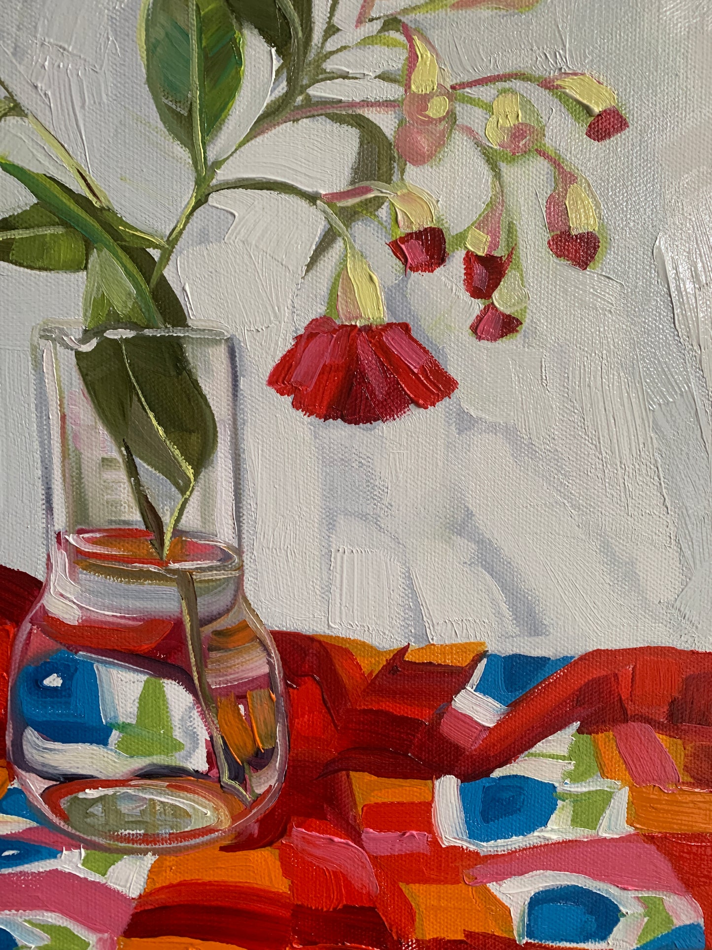 Red Gum Blossom on Vintage Apron