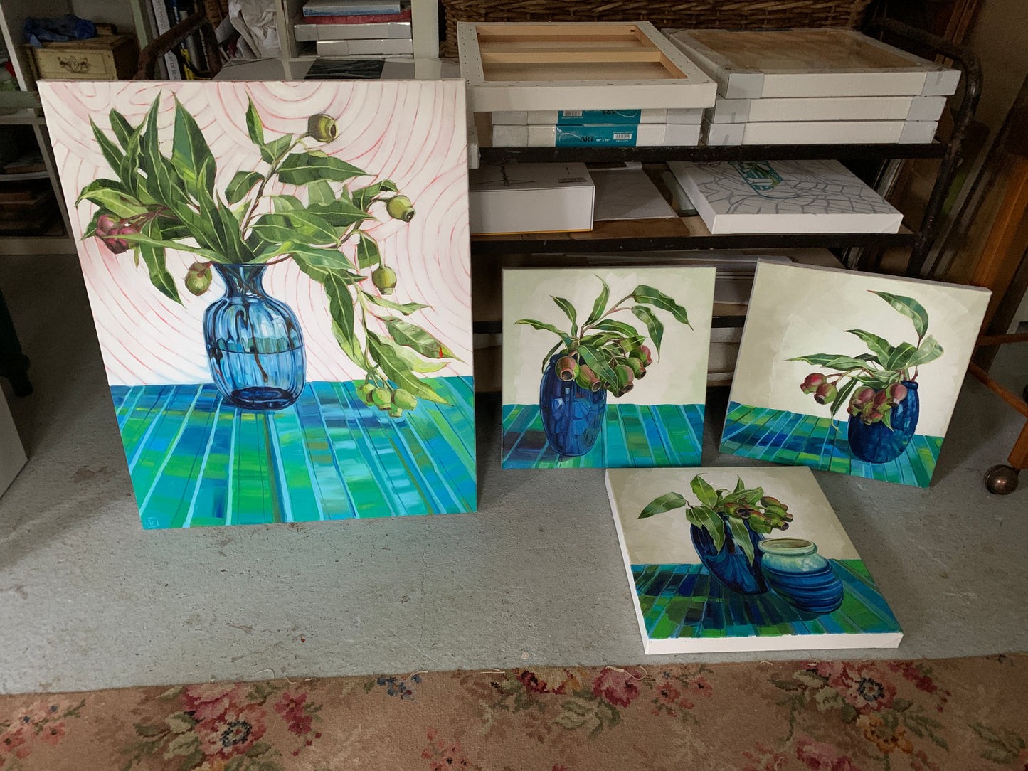 Gum Nuts on 60's Boucle - Eucalyptus Walking