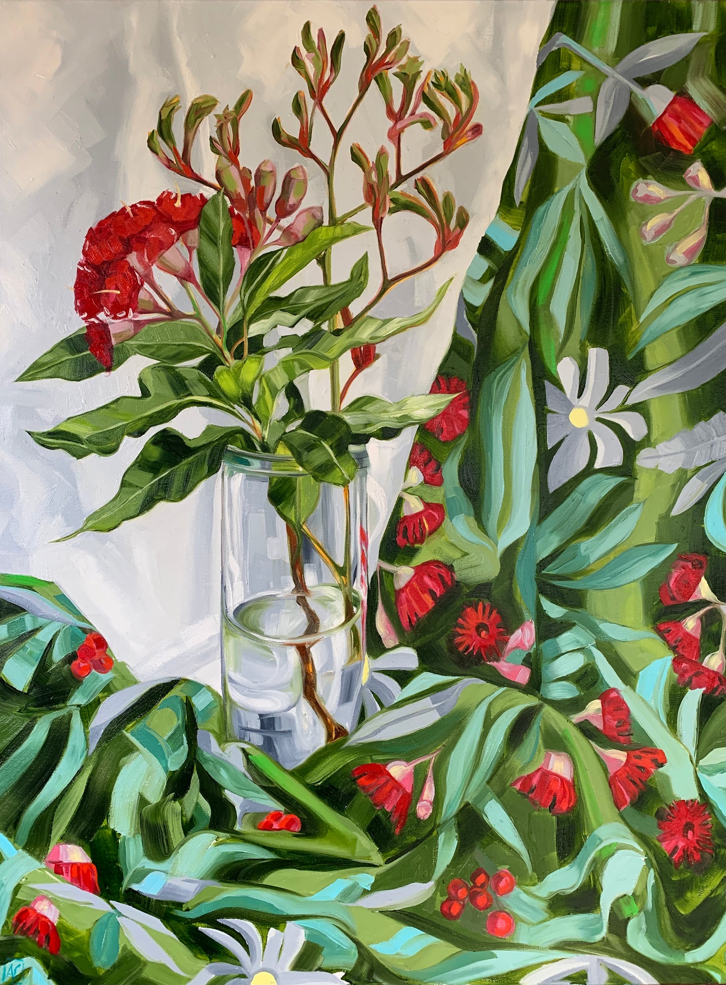 Red Gum Blossom on Flowing Australiana