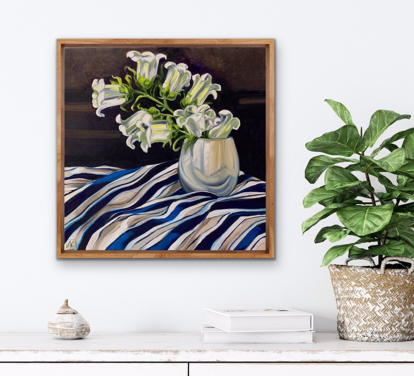 White Bell Flower and Studio Stripes