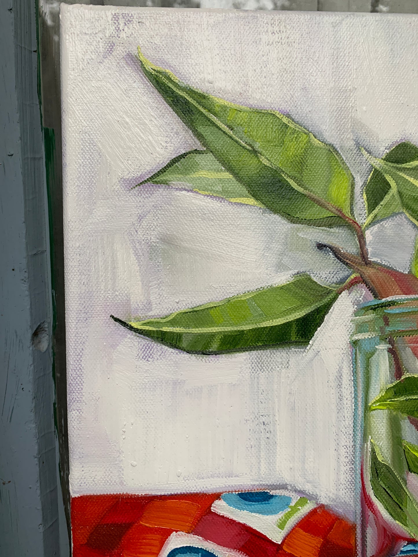 Red Gum Blossom on Retro Kitchen Check