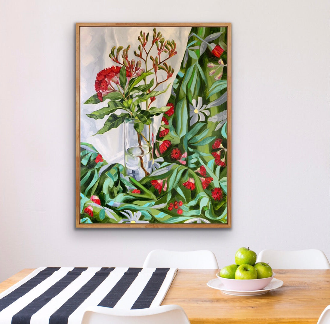 Red Gum Blossom on Flowing Australiana