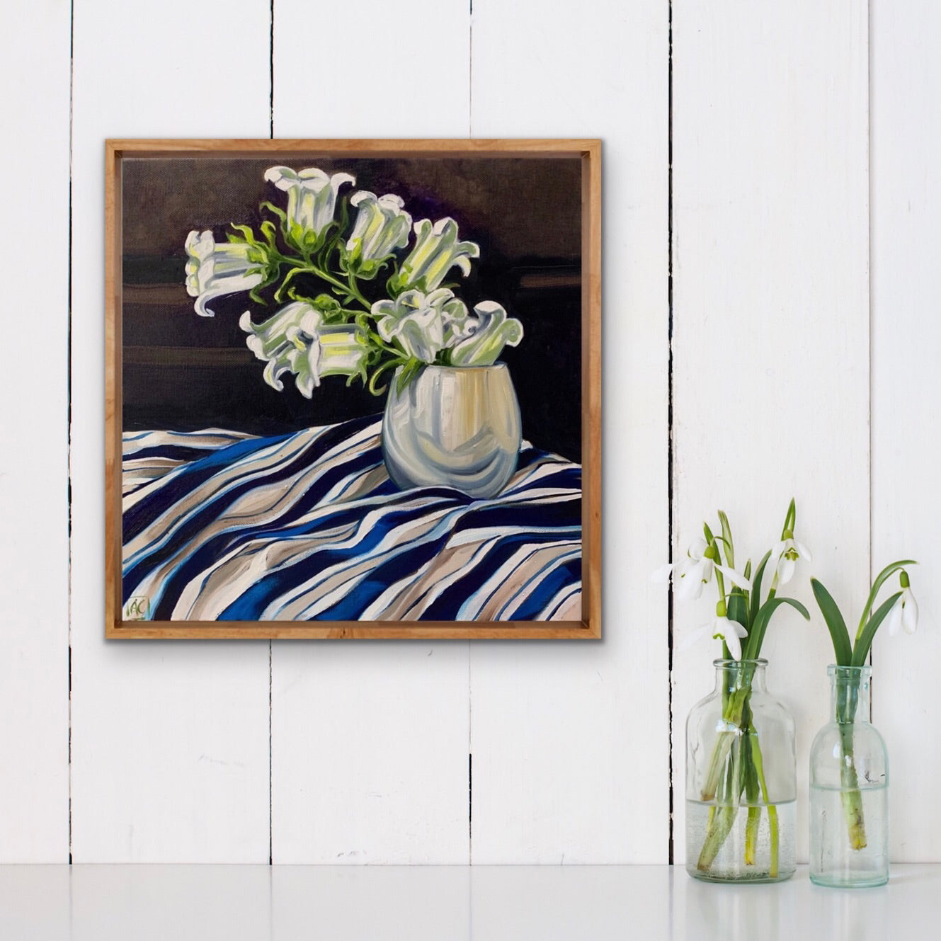 White Bell Flower and Studio Stripes