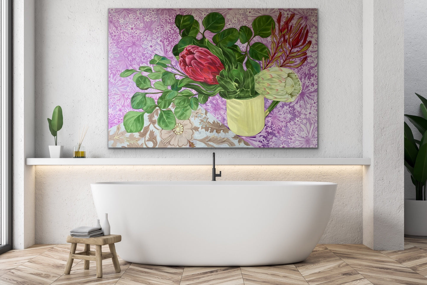 Proteas, Daisies and the enamel Jug