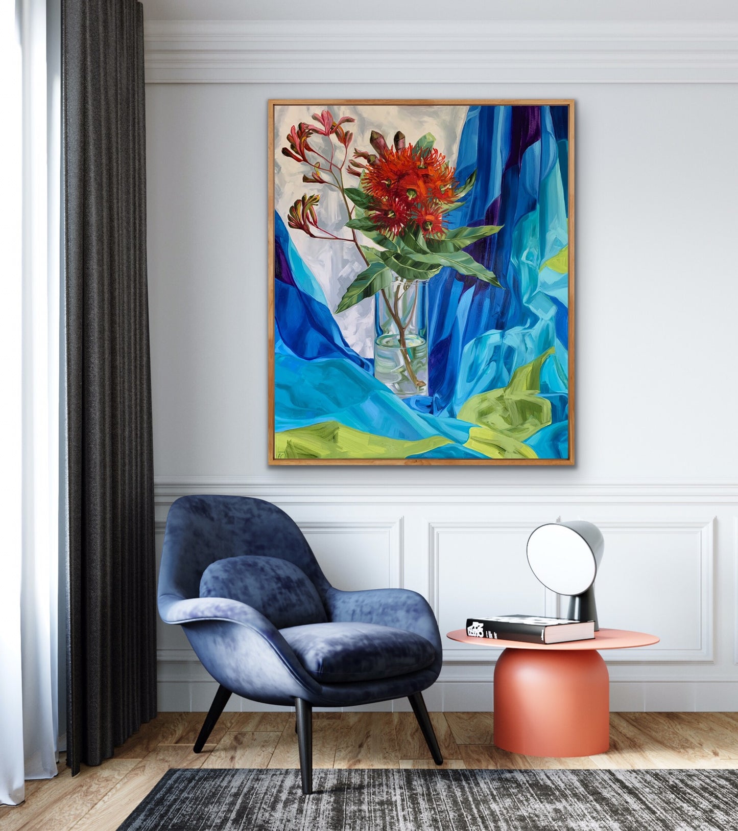 Vintage Blue Kangaroo and Gum Blossom