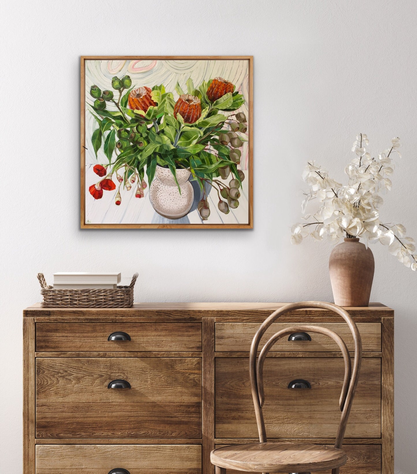 Waratah Banksia on White - Eucalyptus walking