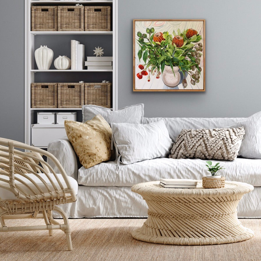 Waratah Banksia on White - Eucalyptus walking