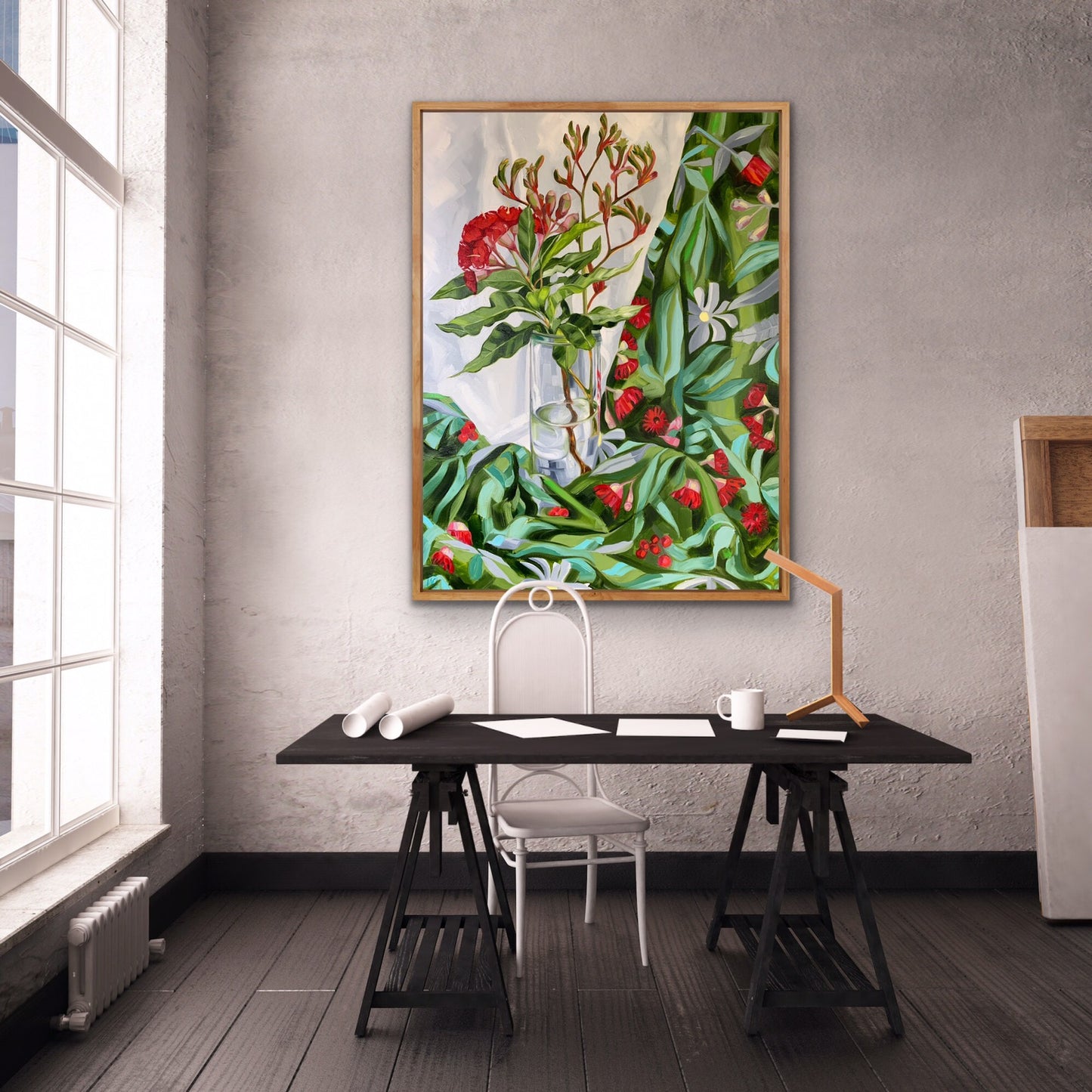 Red Gum Blossom on Flowing Australiana