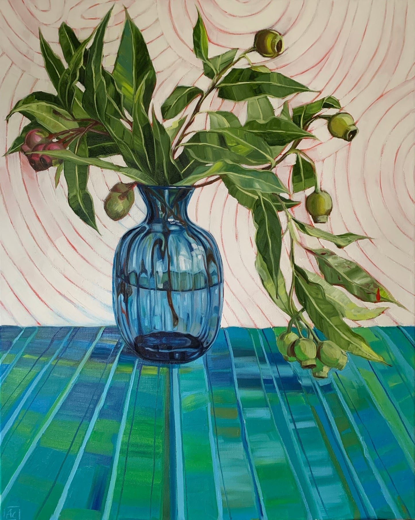 Gum Nuts on 60's Boucle - Eucalyptus Walking