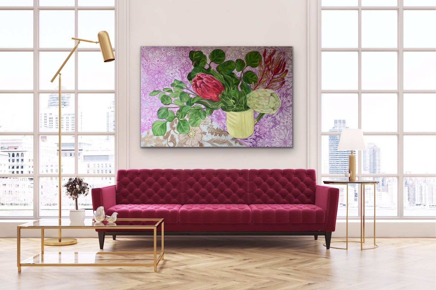 Proteas, Daisies and the enamel Jug