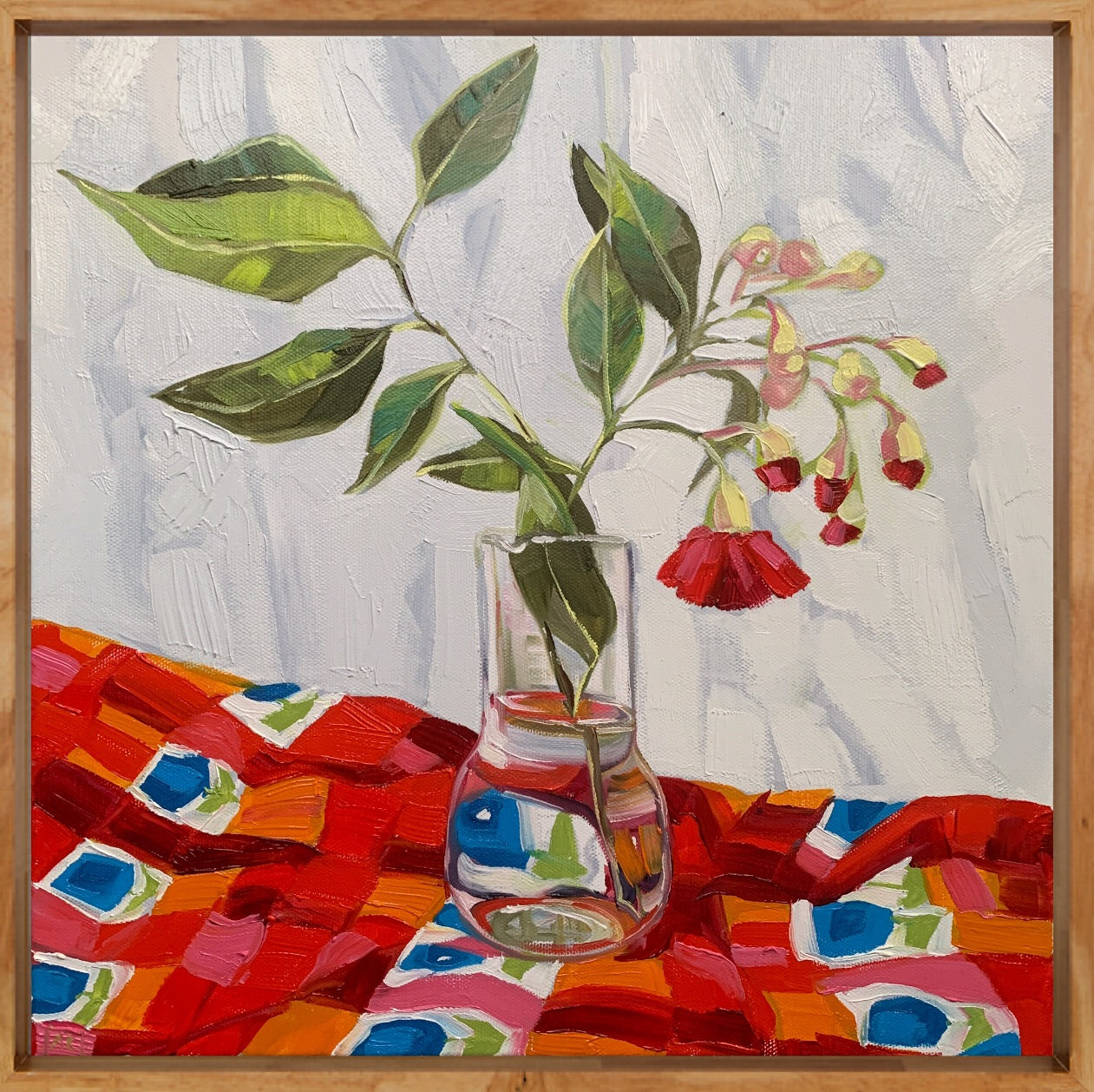 Red Gum Blossom on Vintage Apron