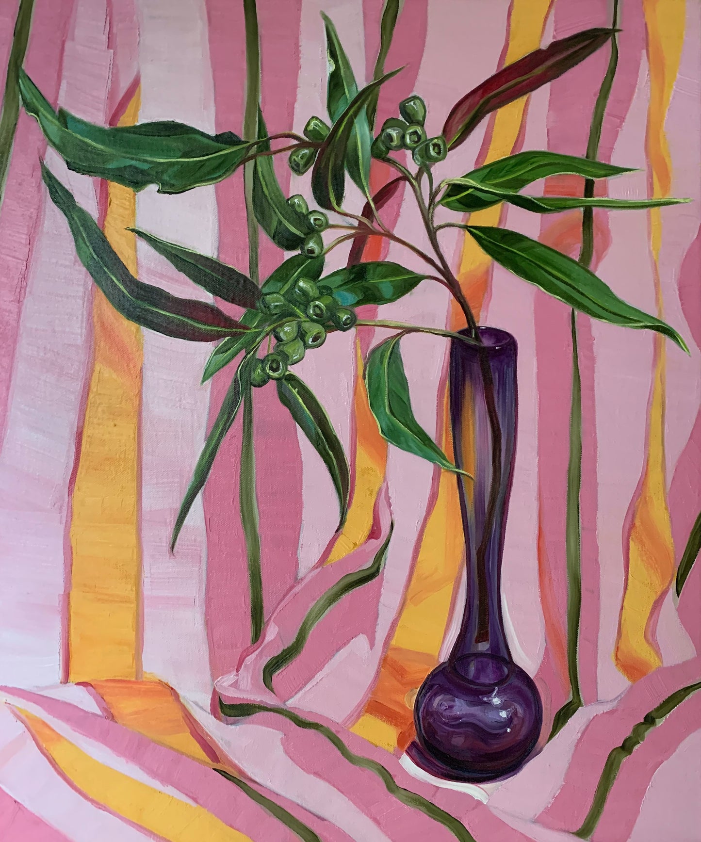 Gumnuts stripes and the tall vase