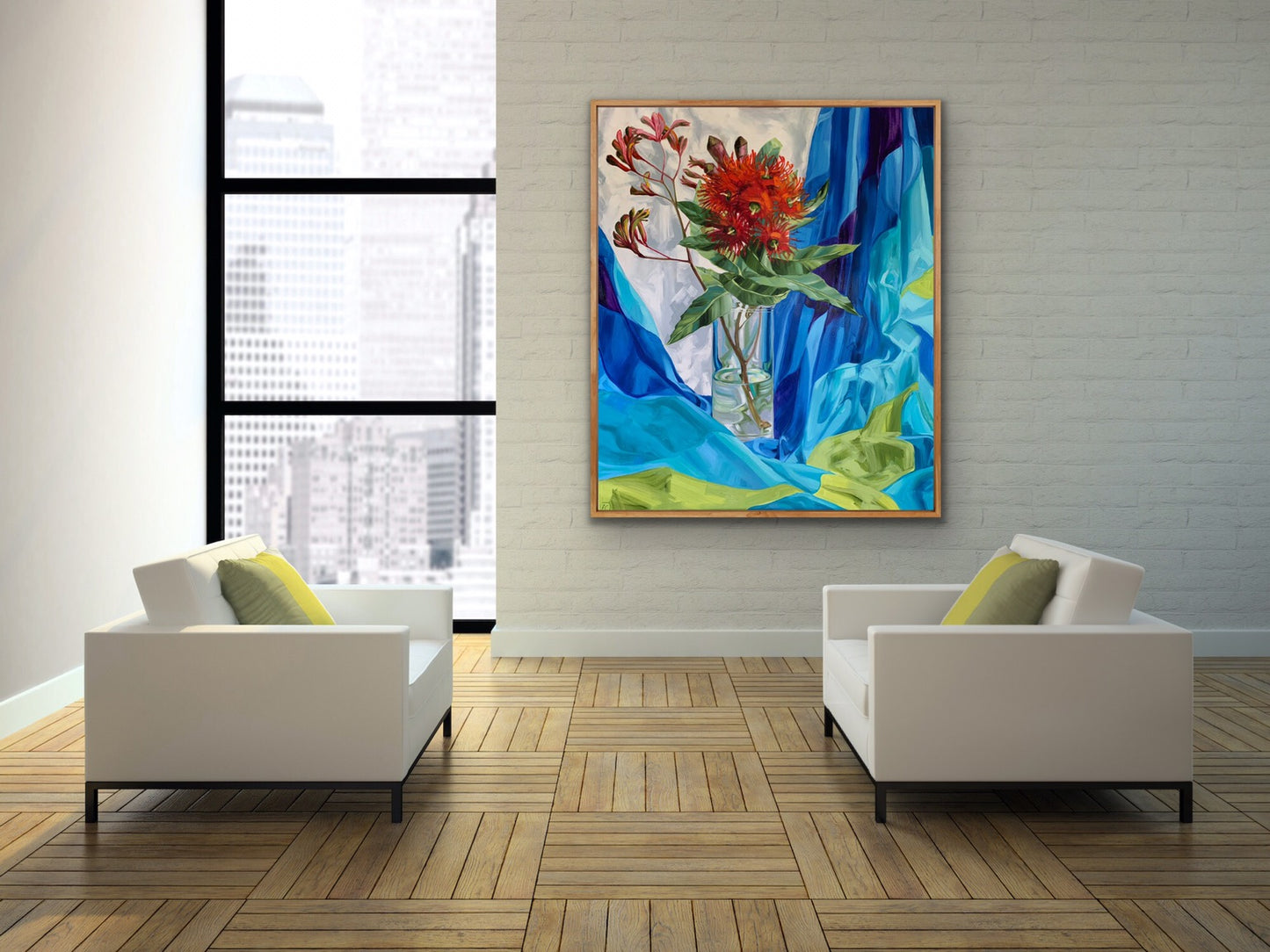 Vintage Blue Kangaroo and Gum Blossom