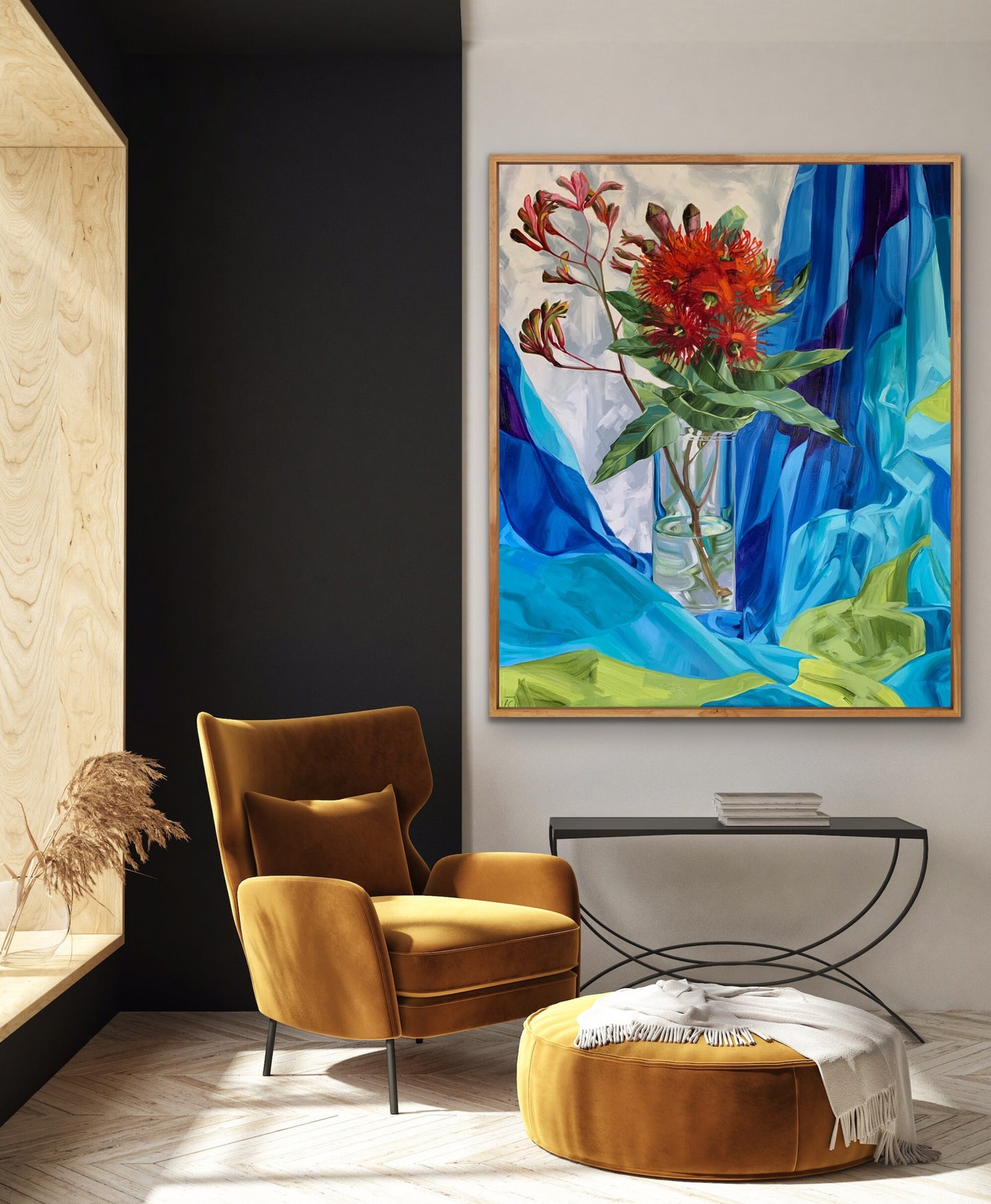 Vintage Blue Kangaroo and Gum Blossom