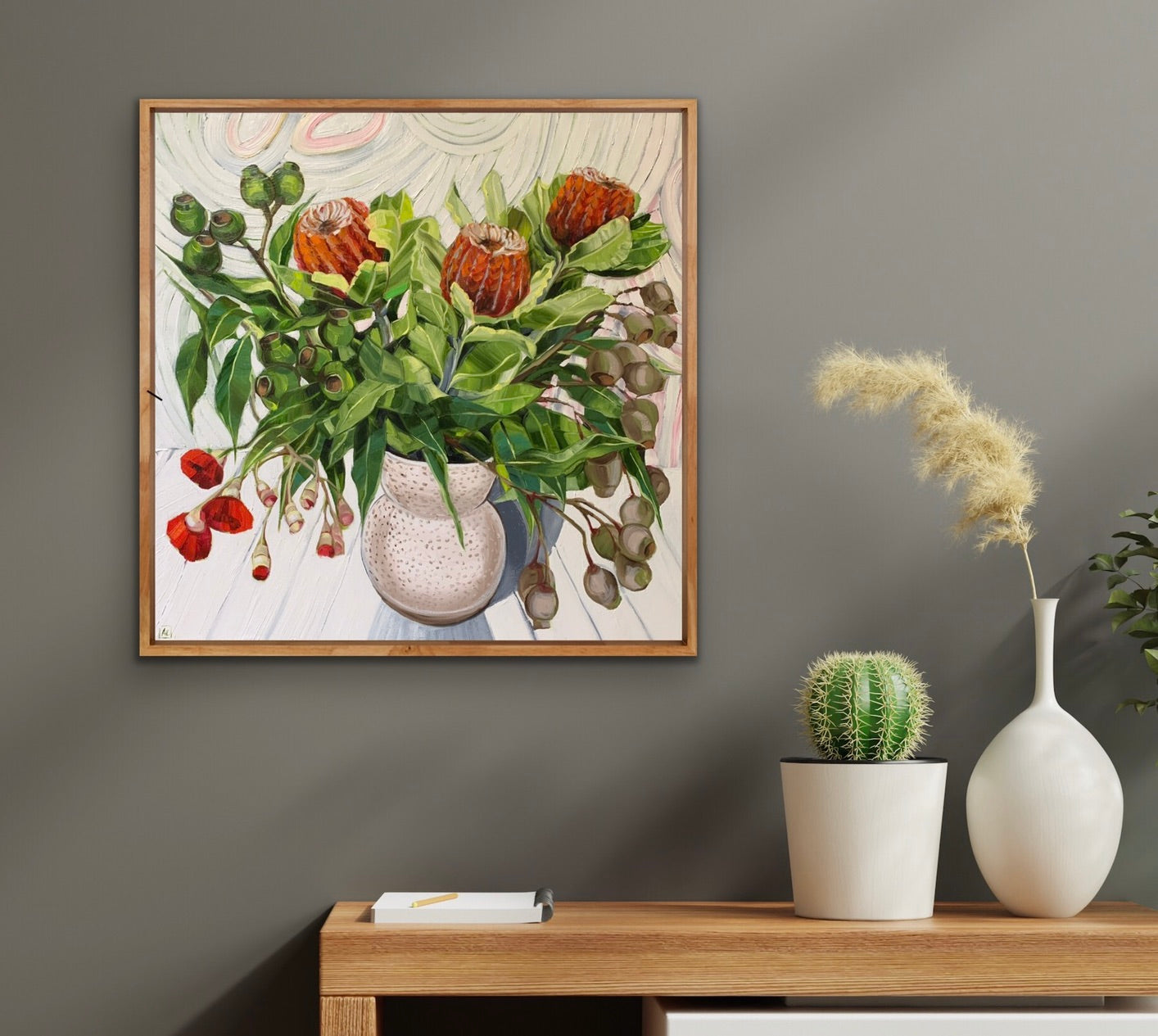 Waratah Banksia on White - Eucalyptus walking