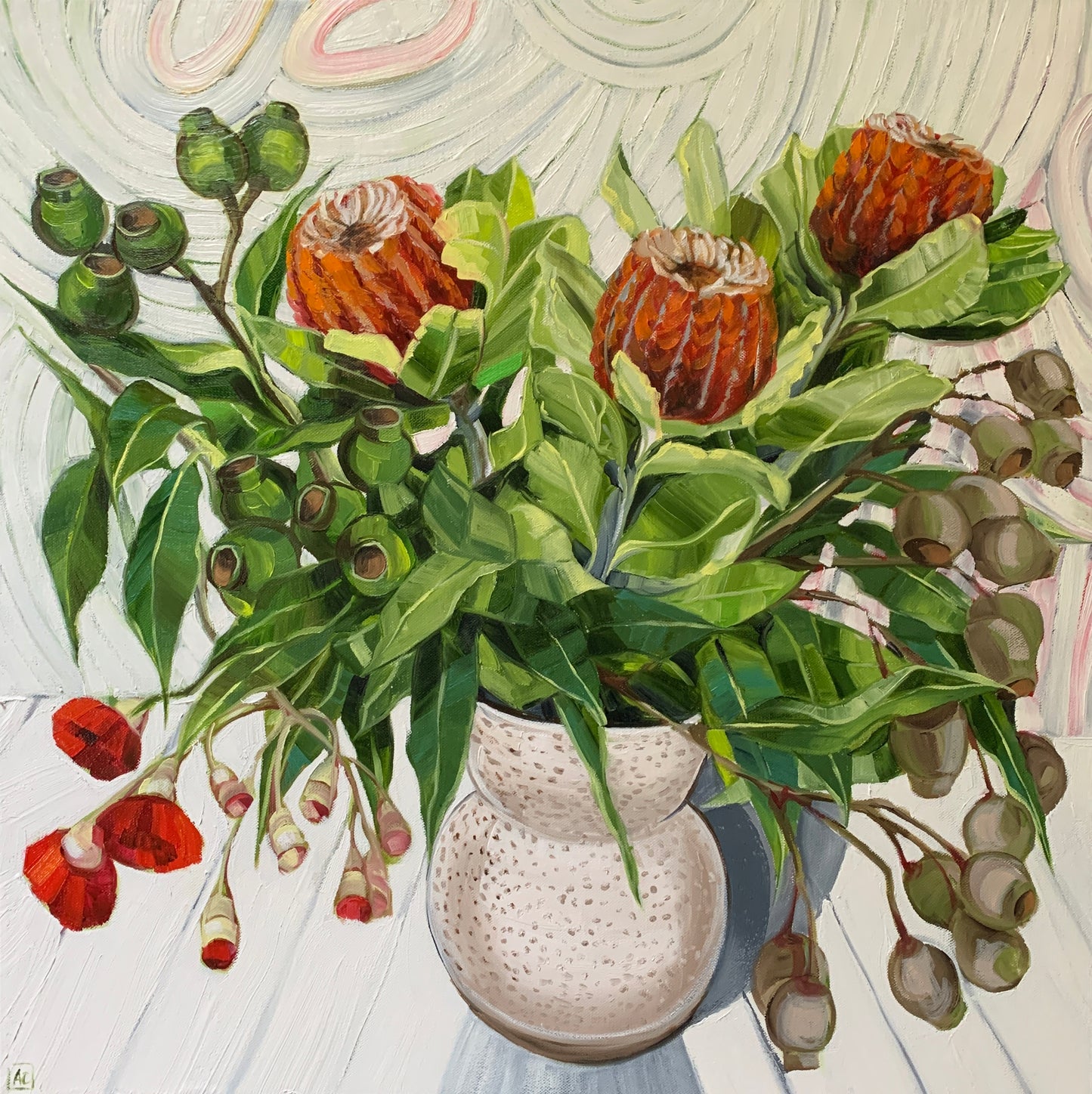 Waratah Banksia on White - Eucalyptus walking